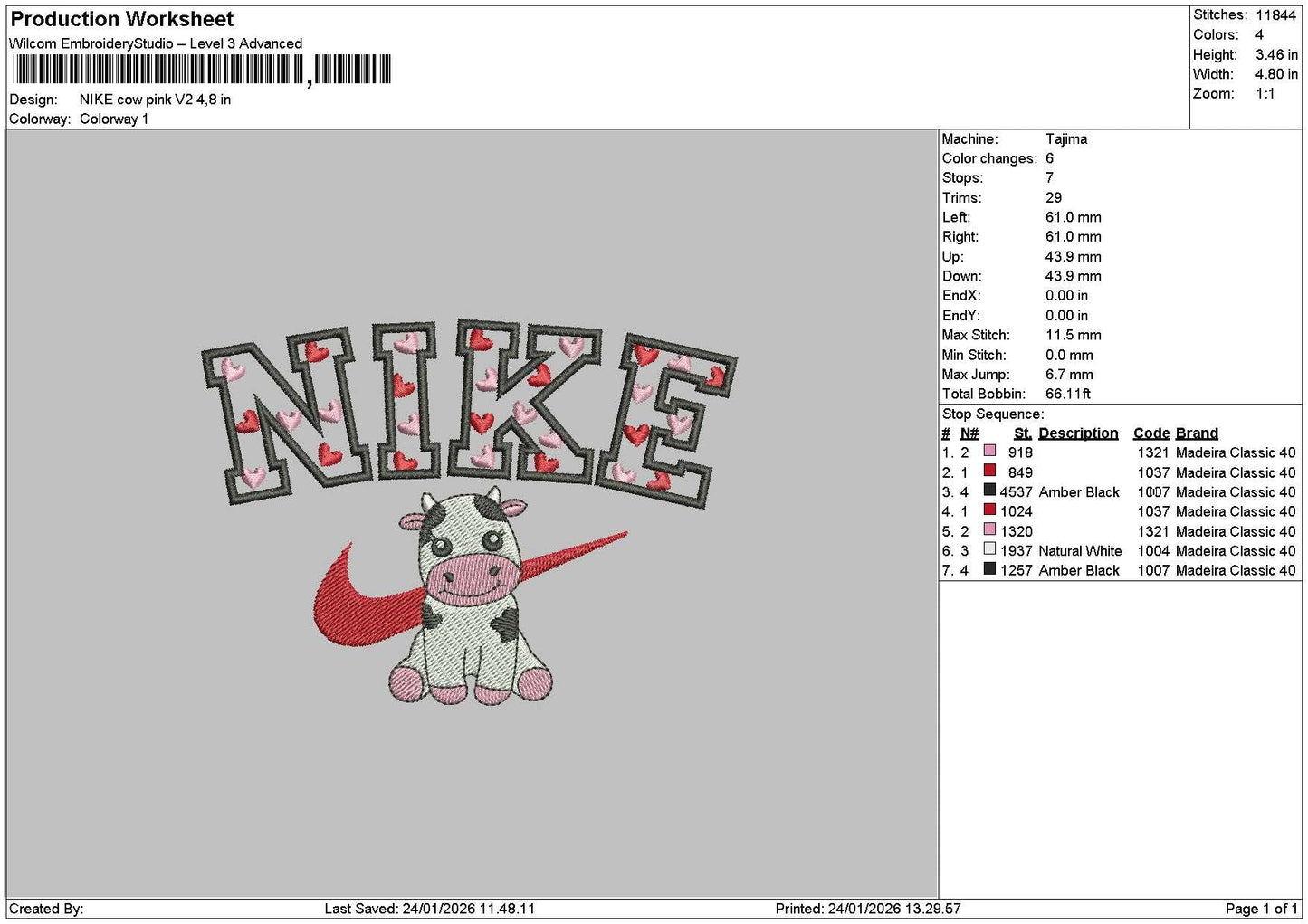 Nike Cow V2 2401 Embroidery File 6 sizes