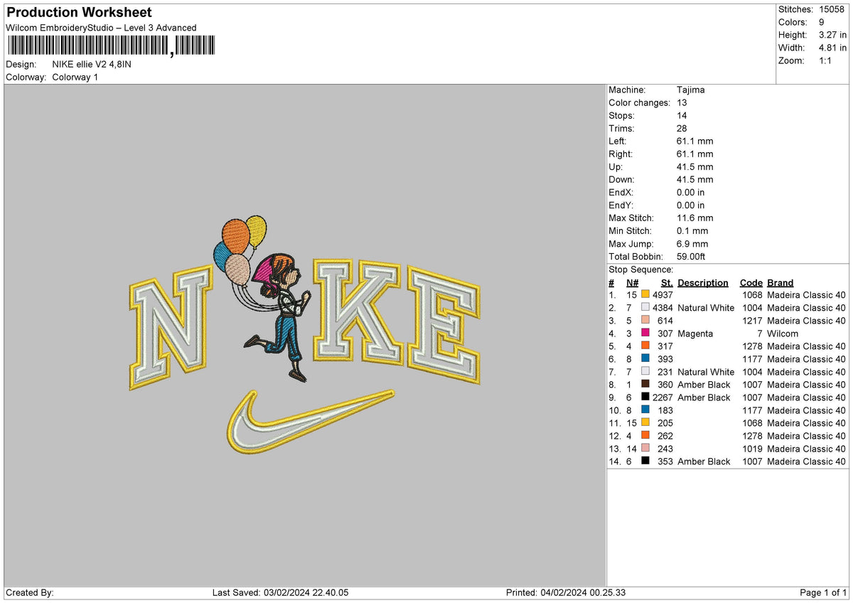 Nike Ellie V2 Embroidery File 6 sizes