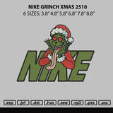 Nike Grinch Xmas 2510 Embroidery File 6 sizes