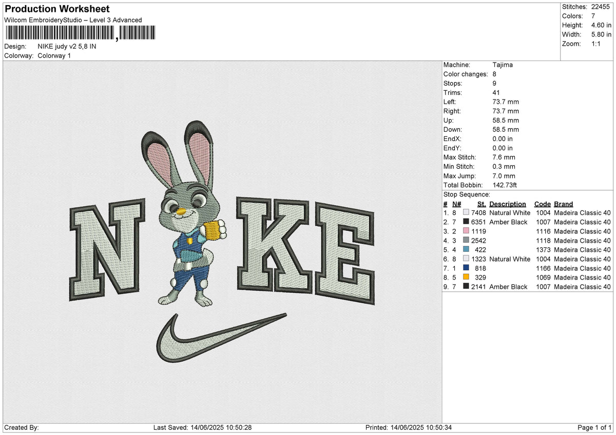 NIKE Judy v2 Embroidery File 6 size