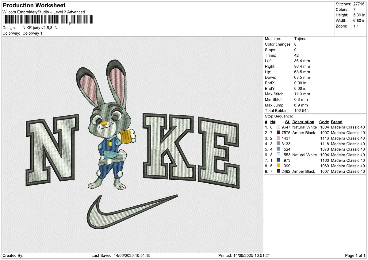 NIKE Judy v2 Embroidery File 6 size