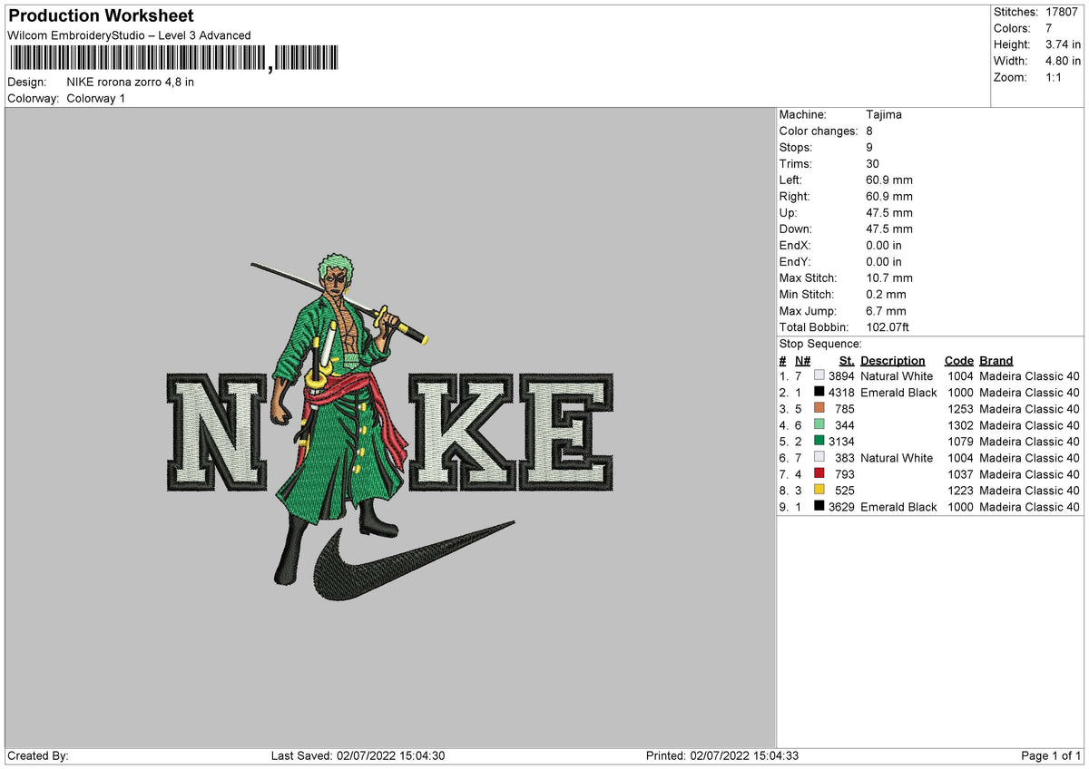 Nike Rorona Zorro Embroidery