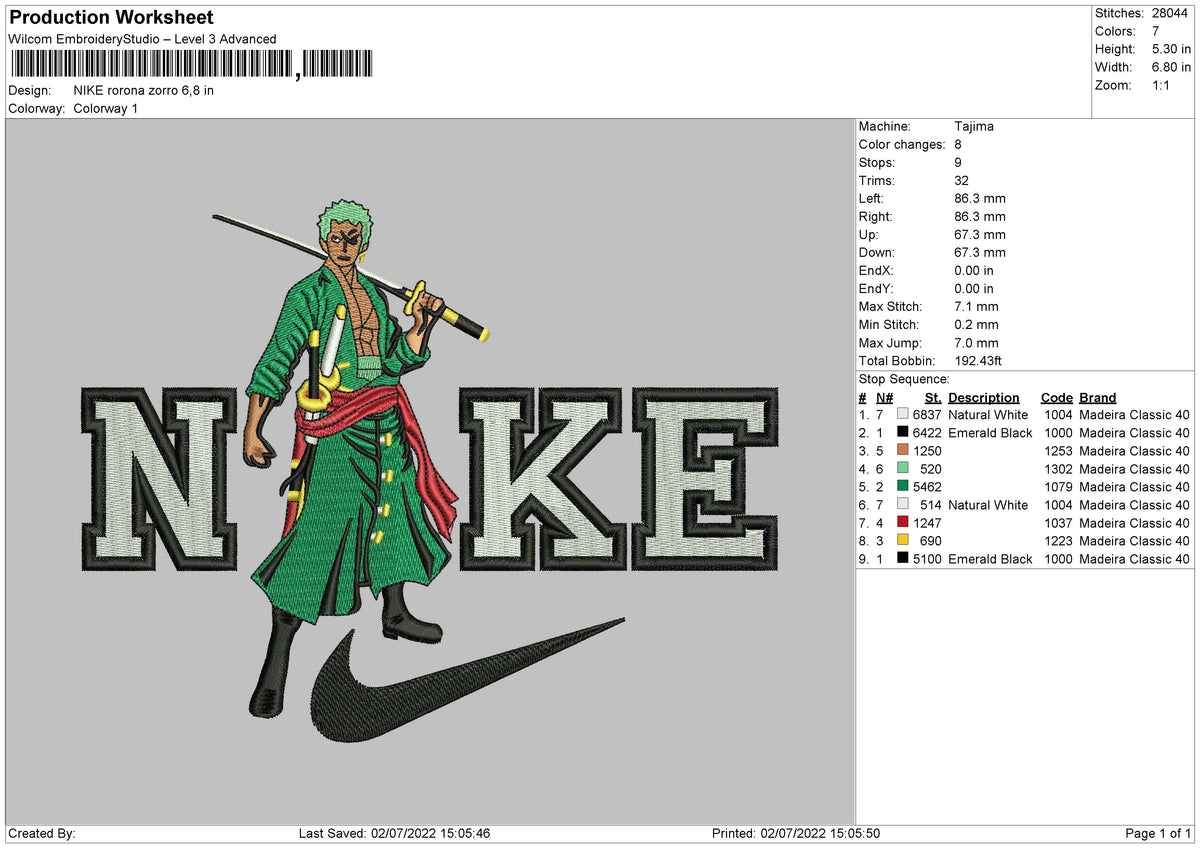 Nike Rorona Zorro Embroidery