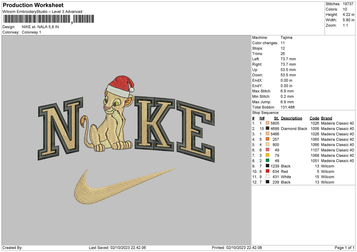 Nike Nala Xmas Embroidery File 6 sizes