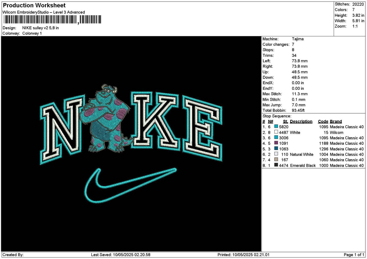 Nike Sulley v2 Embroidery File 6 sizes
