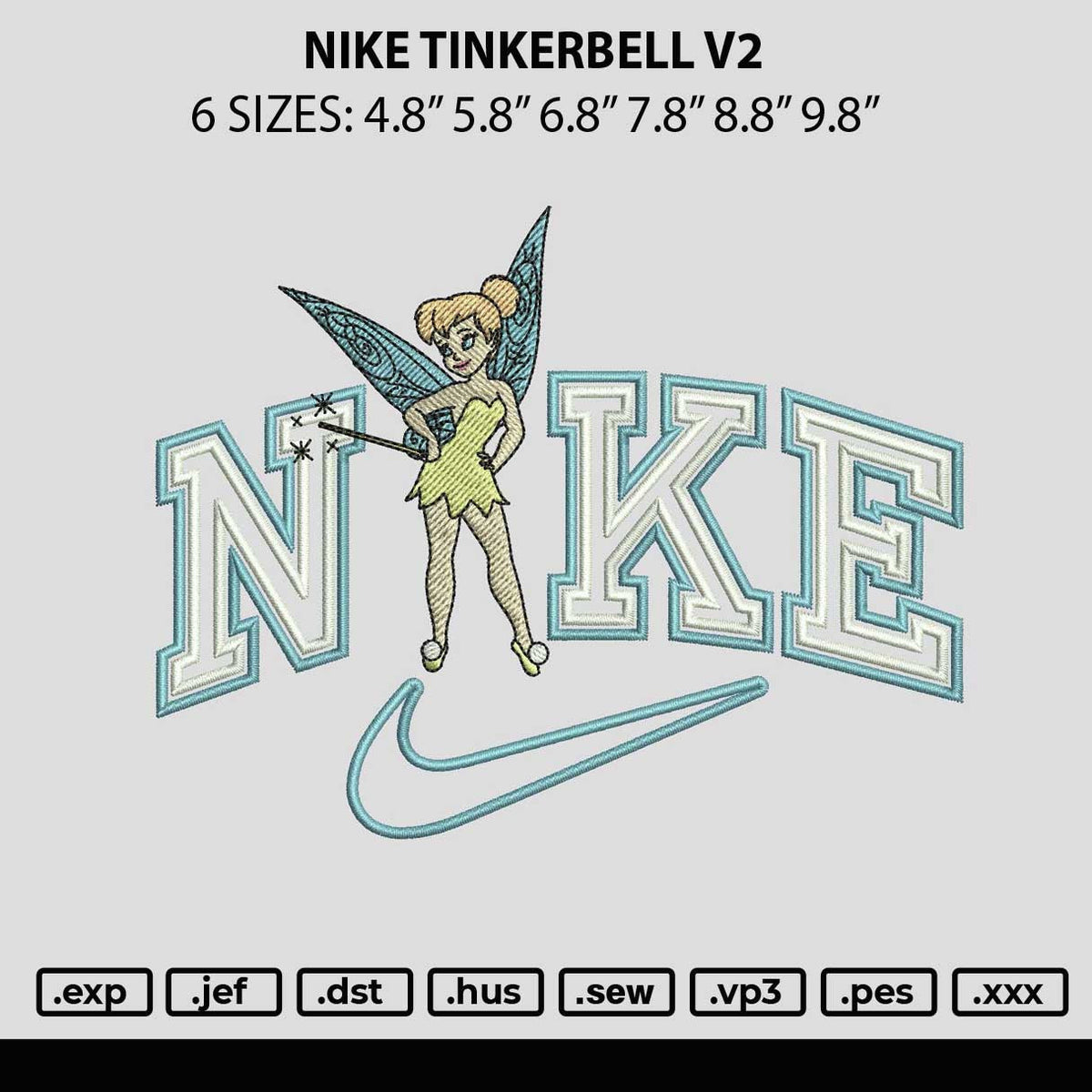 Nike Tinker Bellv2 Embroidery File 6 size