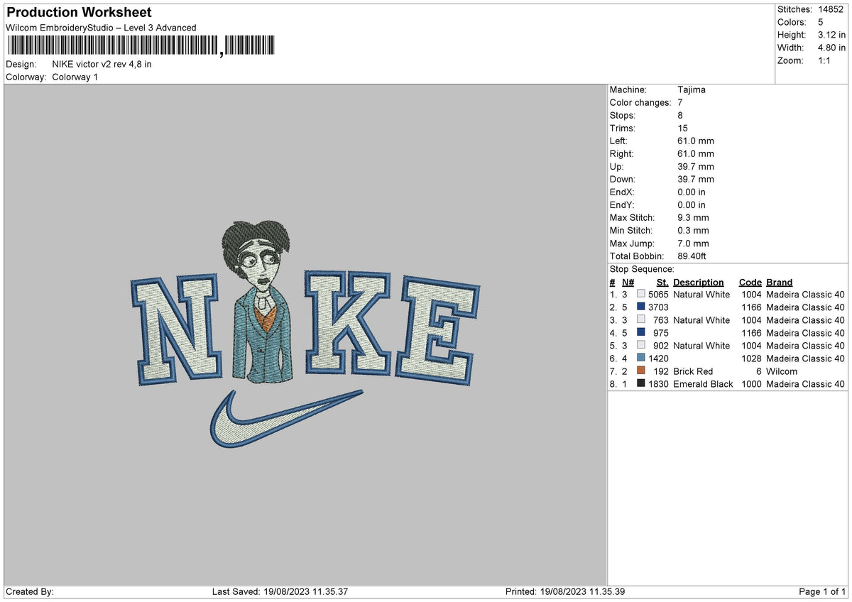 Nike Victor v2 Embroidery File 6 sizes