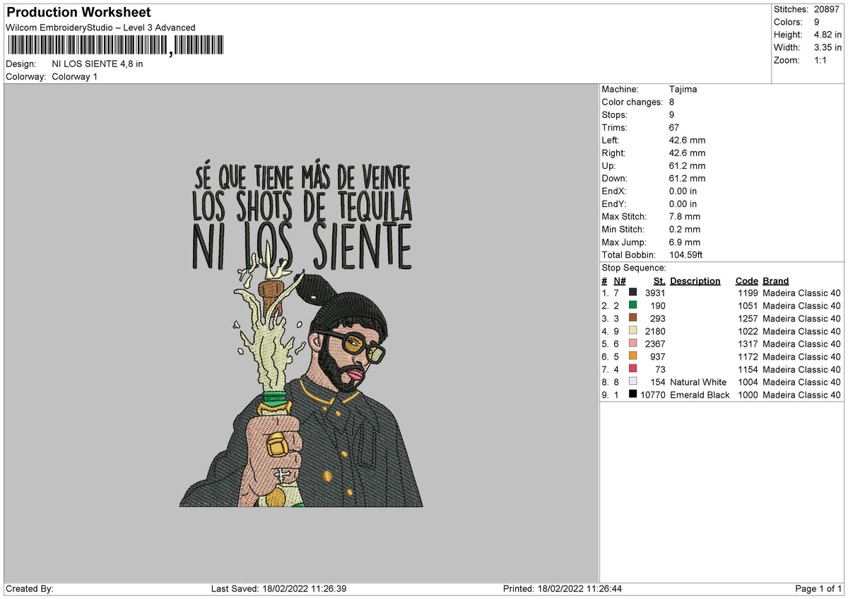 Ni Los Siente Embroidery