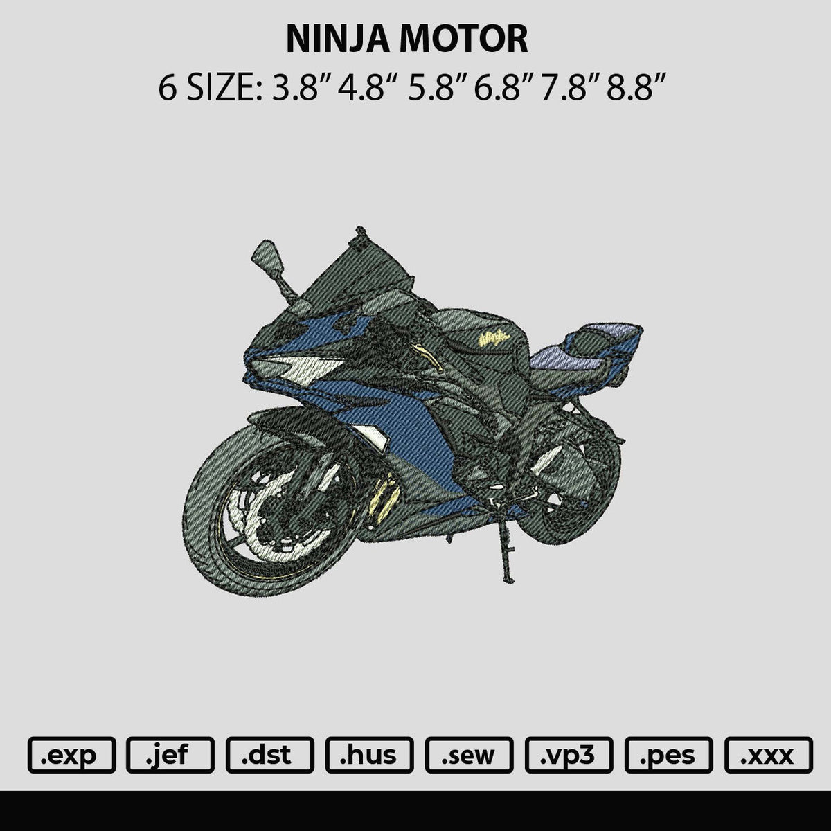 Ninja Motor Embroidery File 6 sizes