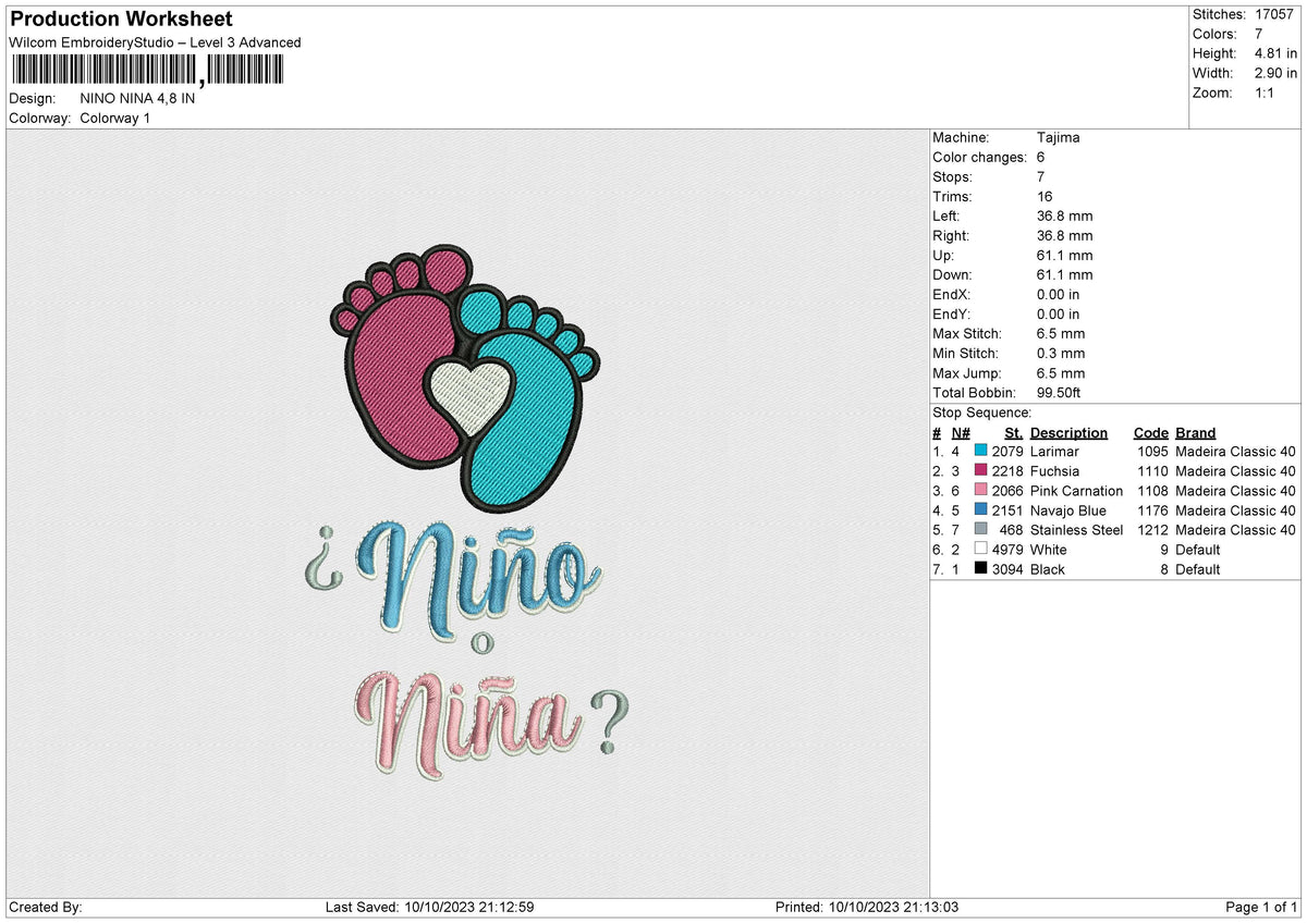 NINO NINA Embroidery File 10 size