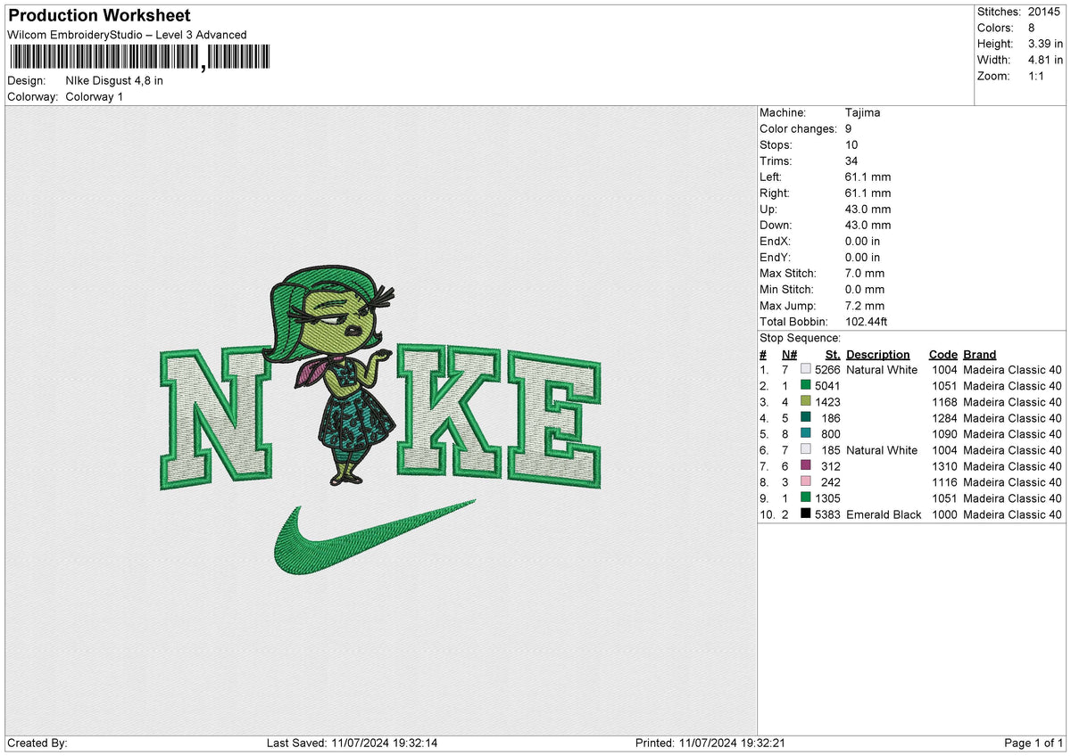 NIke Disgust Embroidery File 6 size