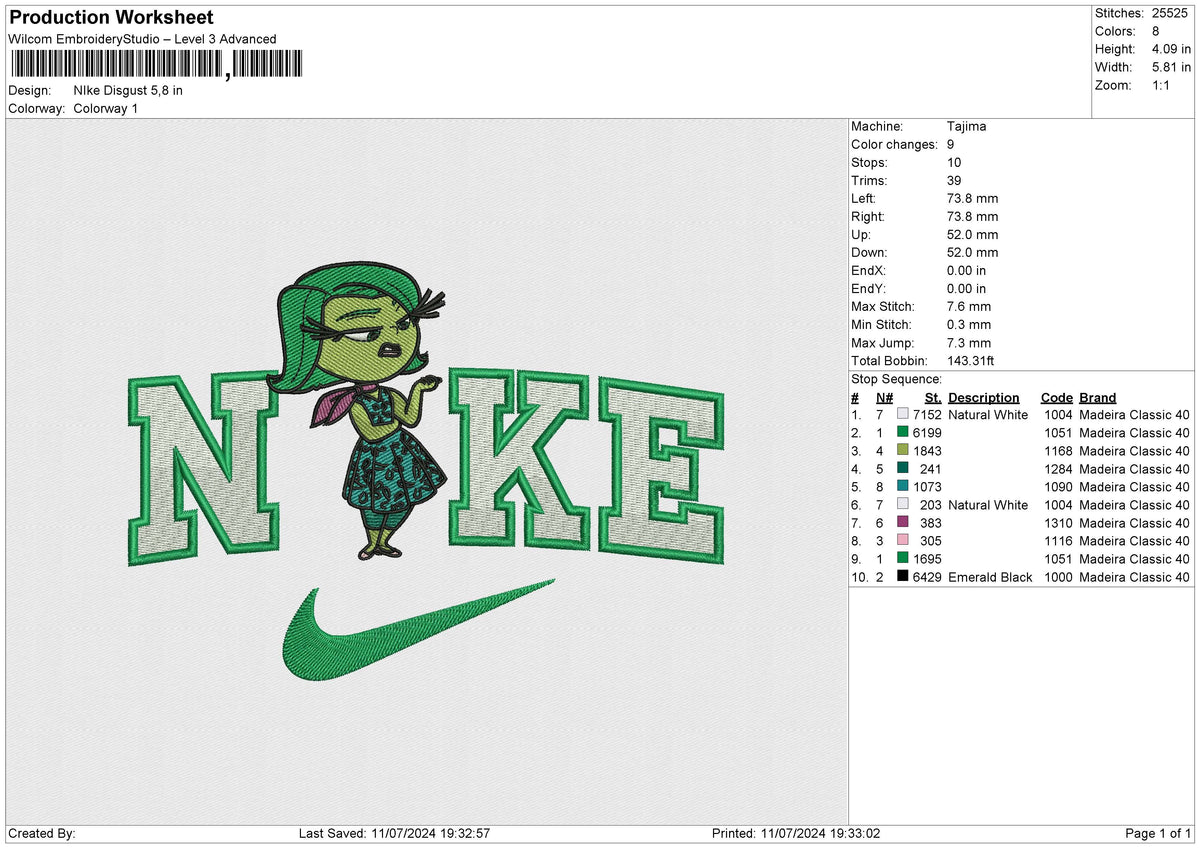 NIke Disgust Embroidery File 6 size