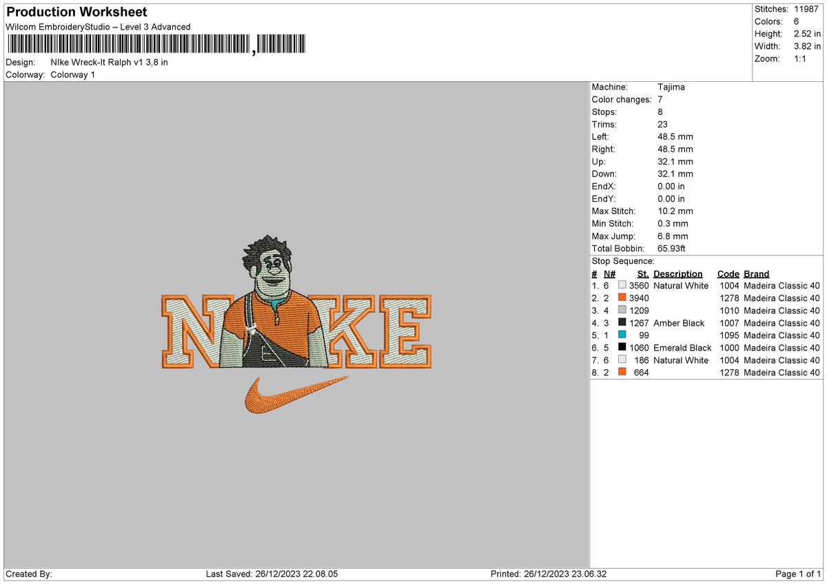 Nike Ralph V1 Embroidery File 6 sizes