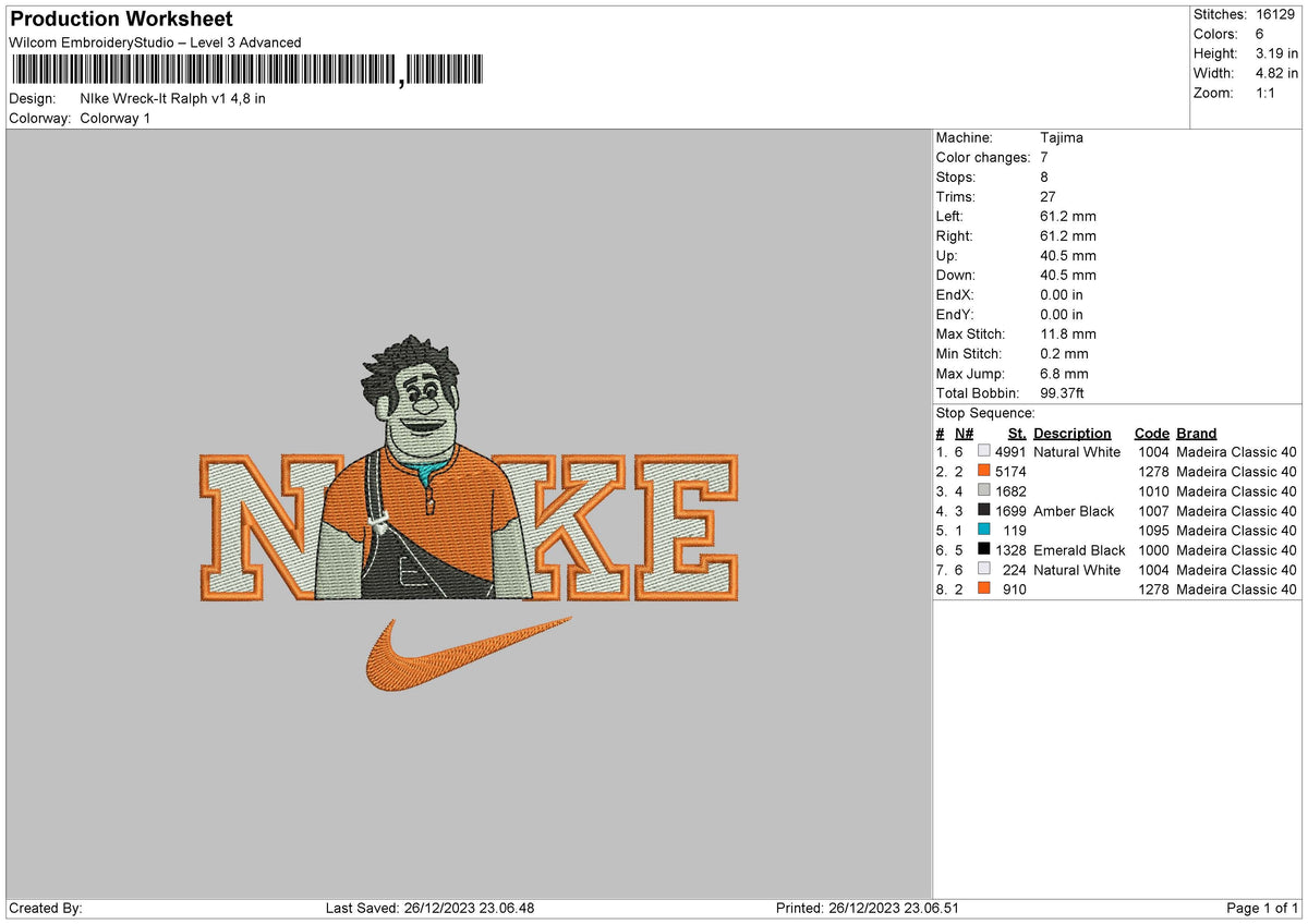 Nike Ralph V1 Embroidery File 6 sizes