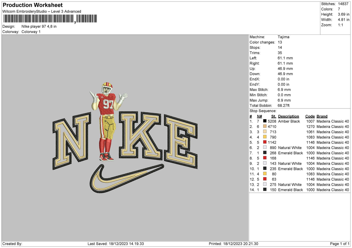 Nike Player 97 Embroidery File 6 sizes