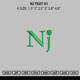 Nj Text 01 Embroidery File 6 sizes