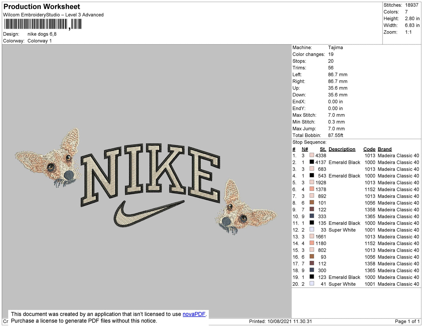 Nike Dogs Embroidery