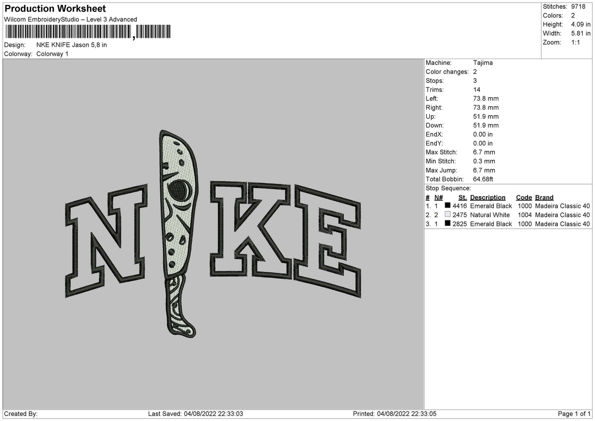 Nike Knife Jason Embroidery