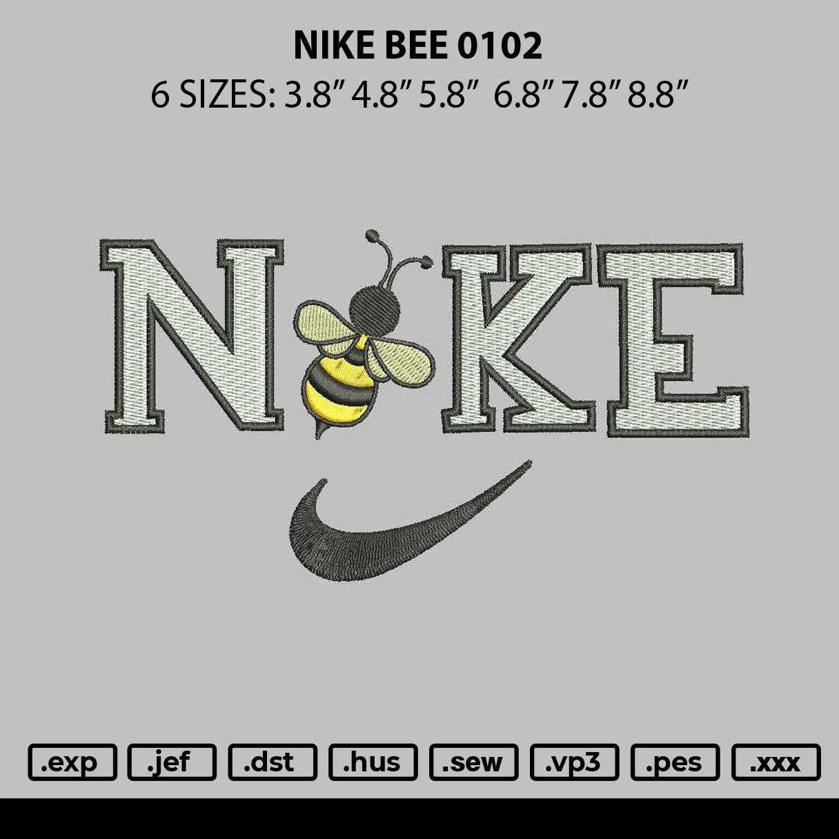 Nike Bee 0102 Embroidery File 6 sizes