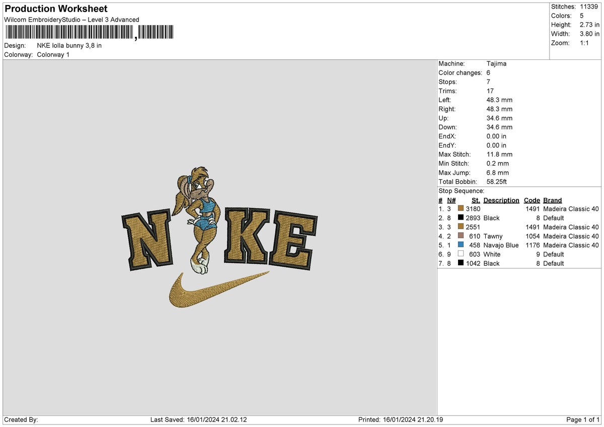 Nike Lola02 Embroidery File 6 sizes