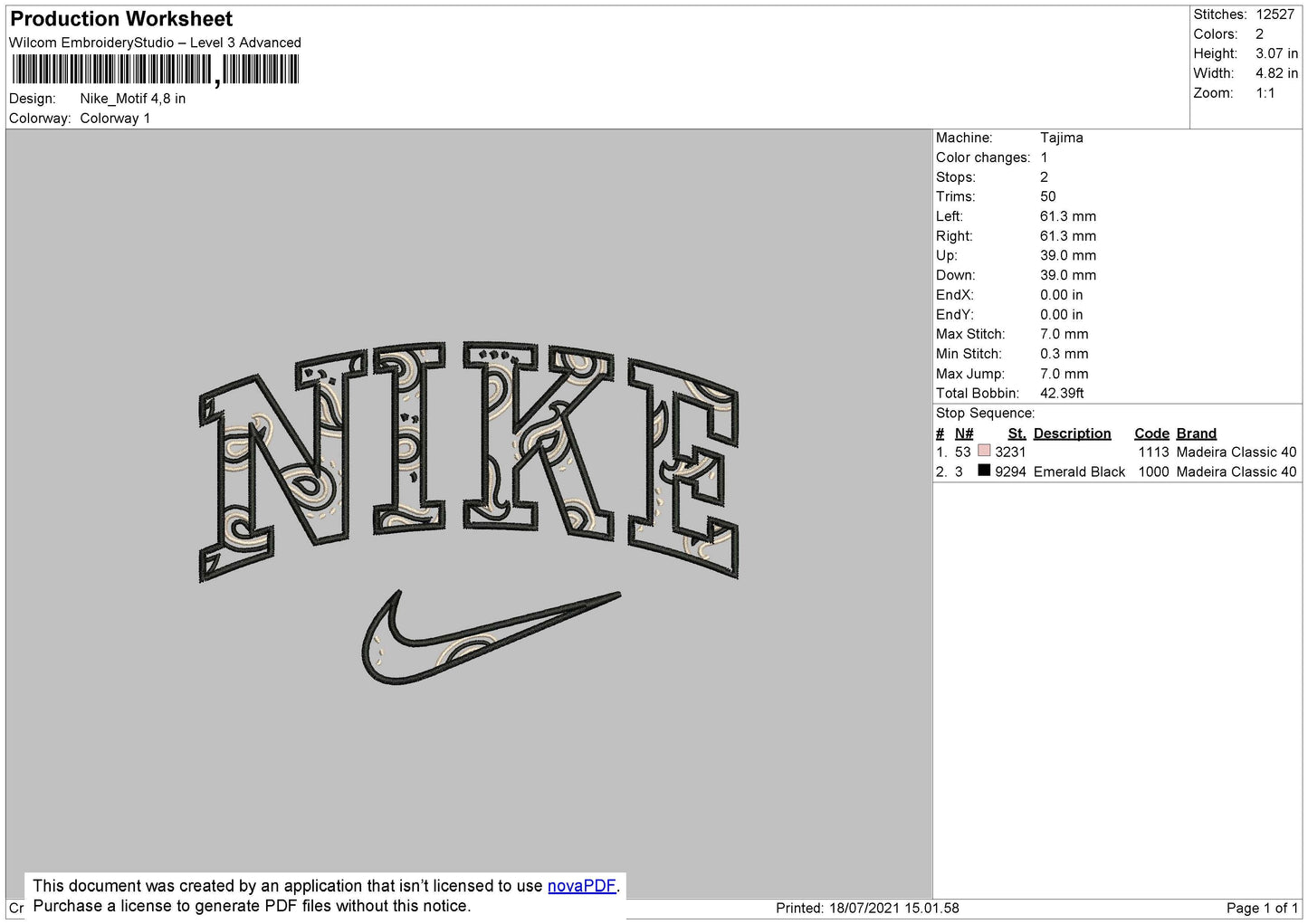 Nike Pattern Embroidery
