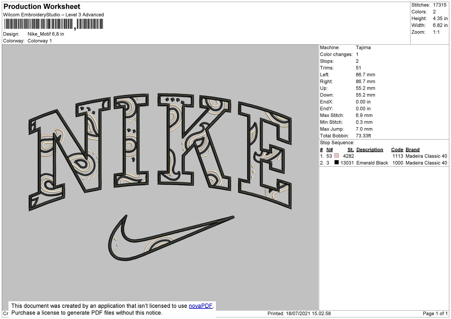 Nike Pattern Embroidery