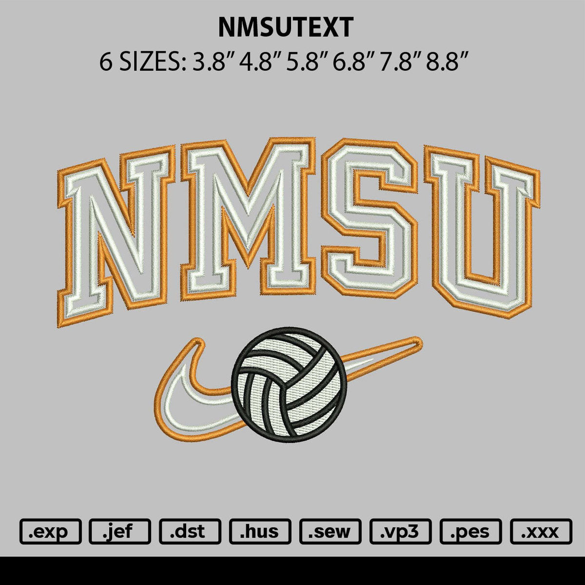 Nmstutext Embroidery File 6 sizes