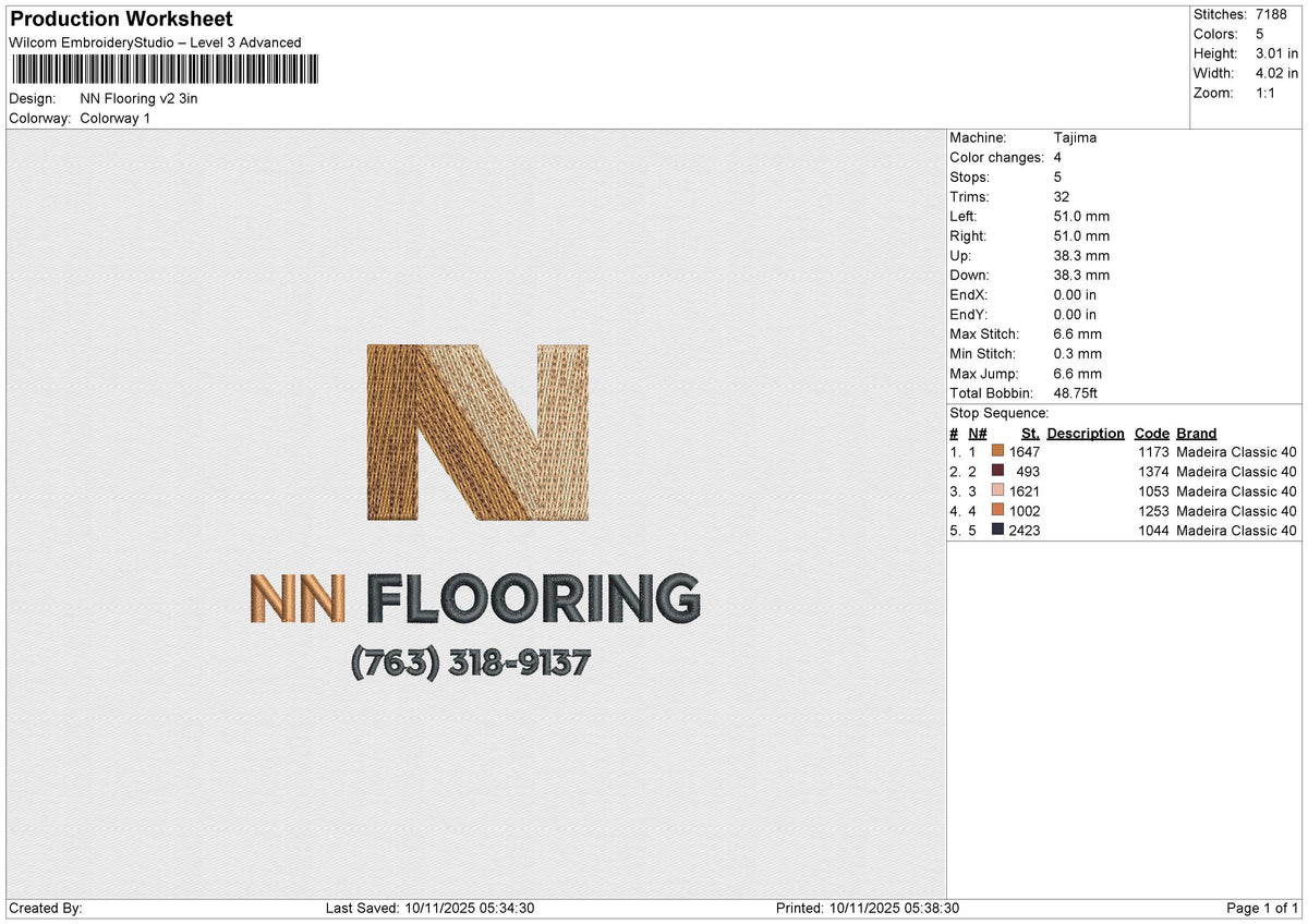 NN Flooring v2 Embroidery File 6 sizes