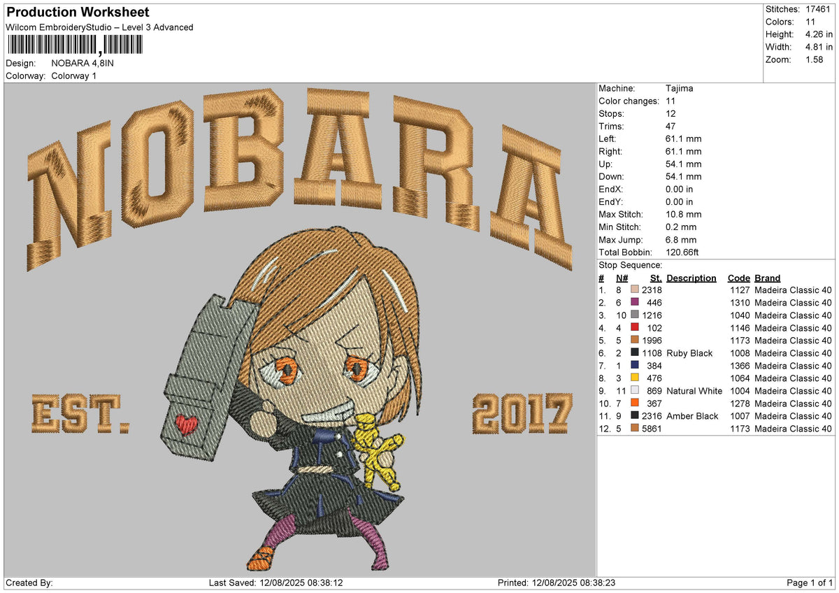 NOBARA Embroidery File&nbsp;6 size