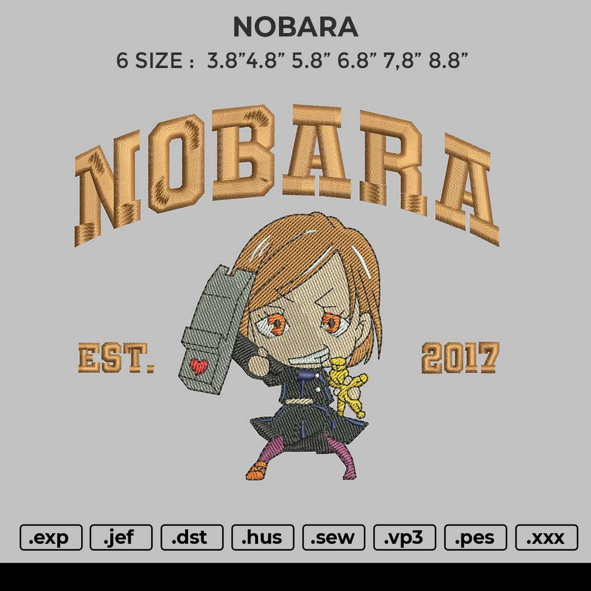 NOBARA Embroidery File&nbsp;6 size