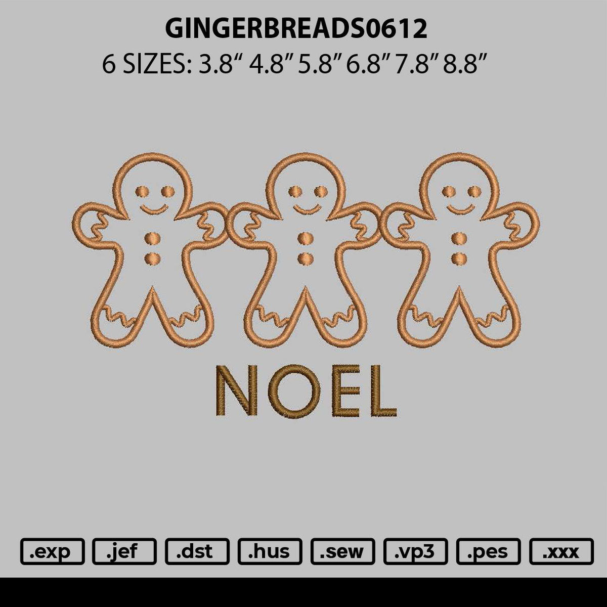 Gingerbreads0612 Embroidery File 6 sizes