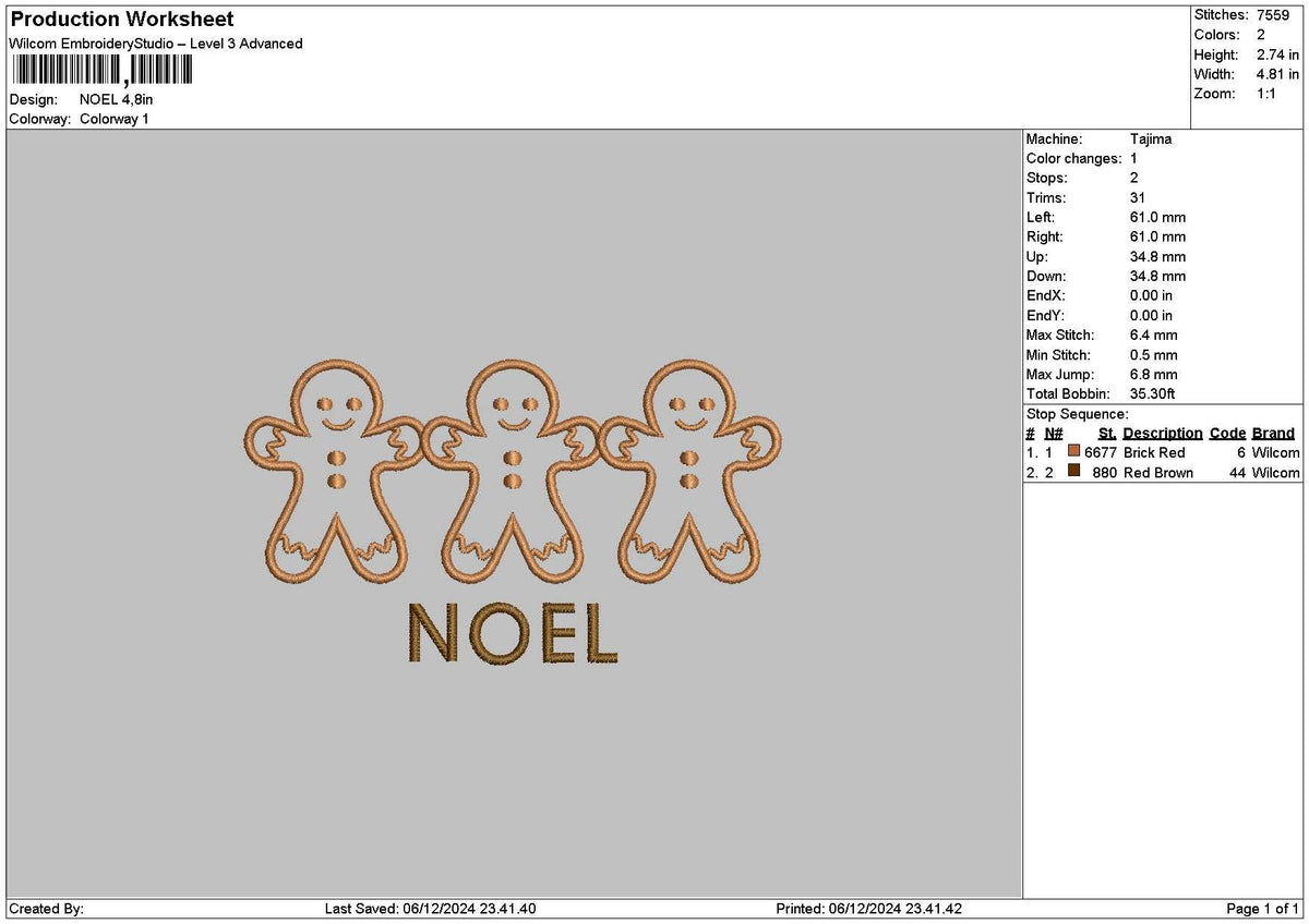 Gingerbreads0612 Embroidery File 6 sizes