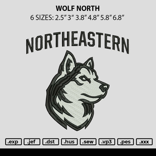 Wolf North Embroidery File 6 sizes
