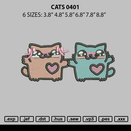 Cats 0401 Embroidery File 6 sizes