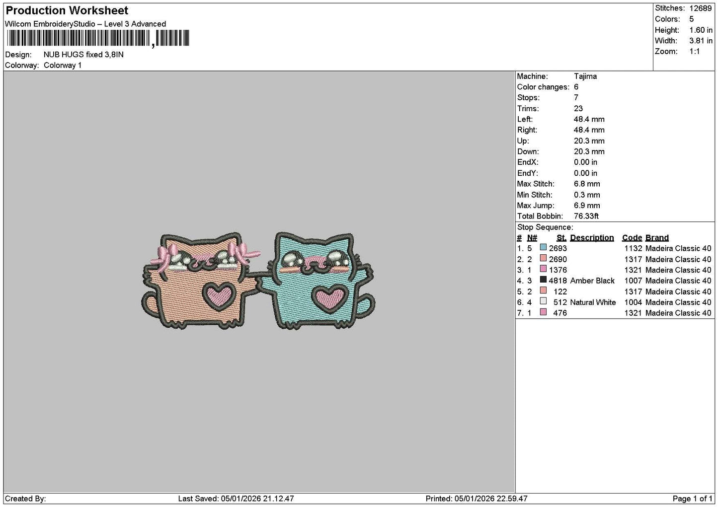 Cats 0401 Embroidery File 6 sizes
