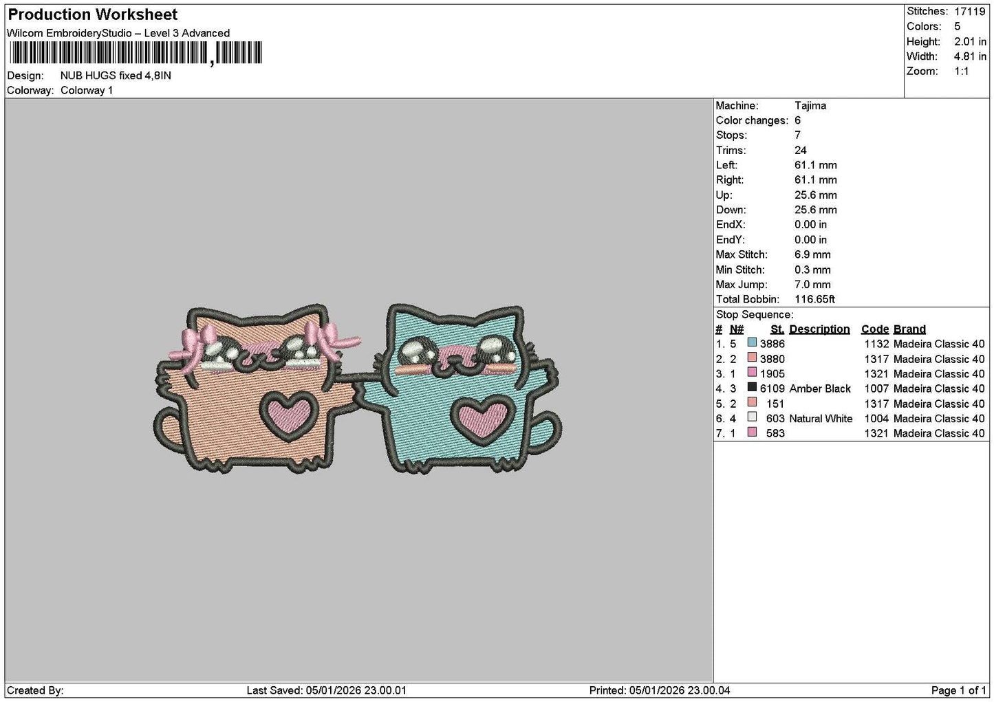 Cats 0401 Embroidery File 6 sizes