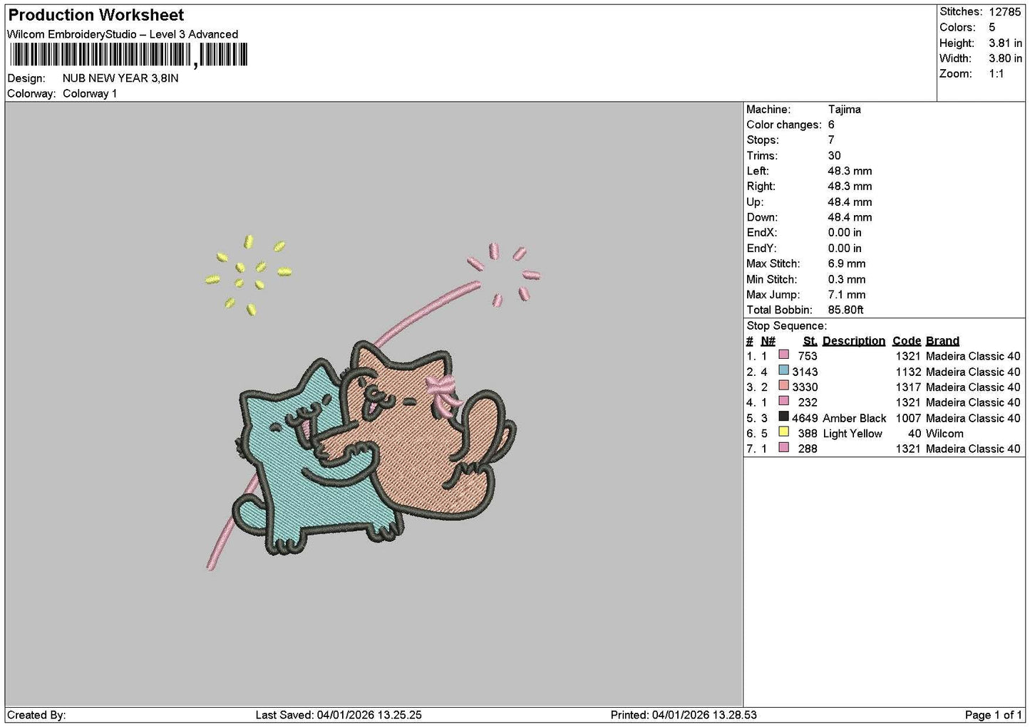 Cats 0401a Embroidery File 6 sizes