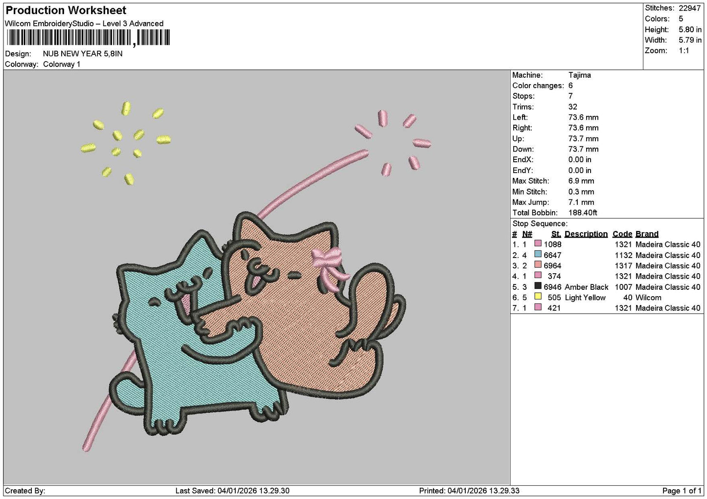 Cats 0401a Embroidery File 6 sizes