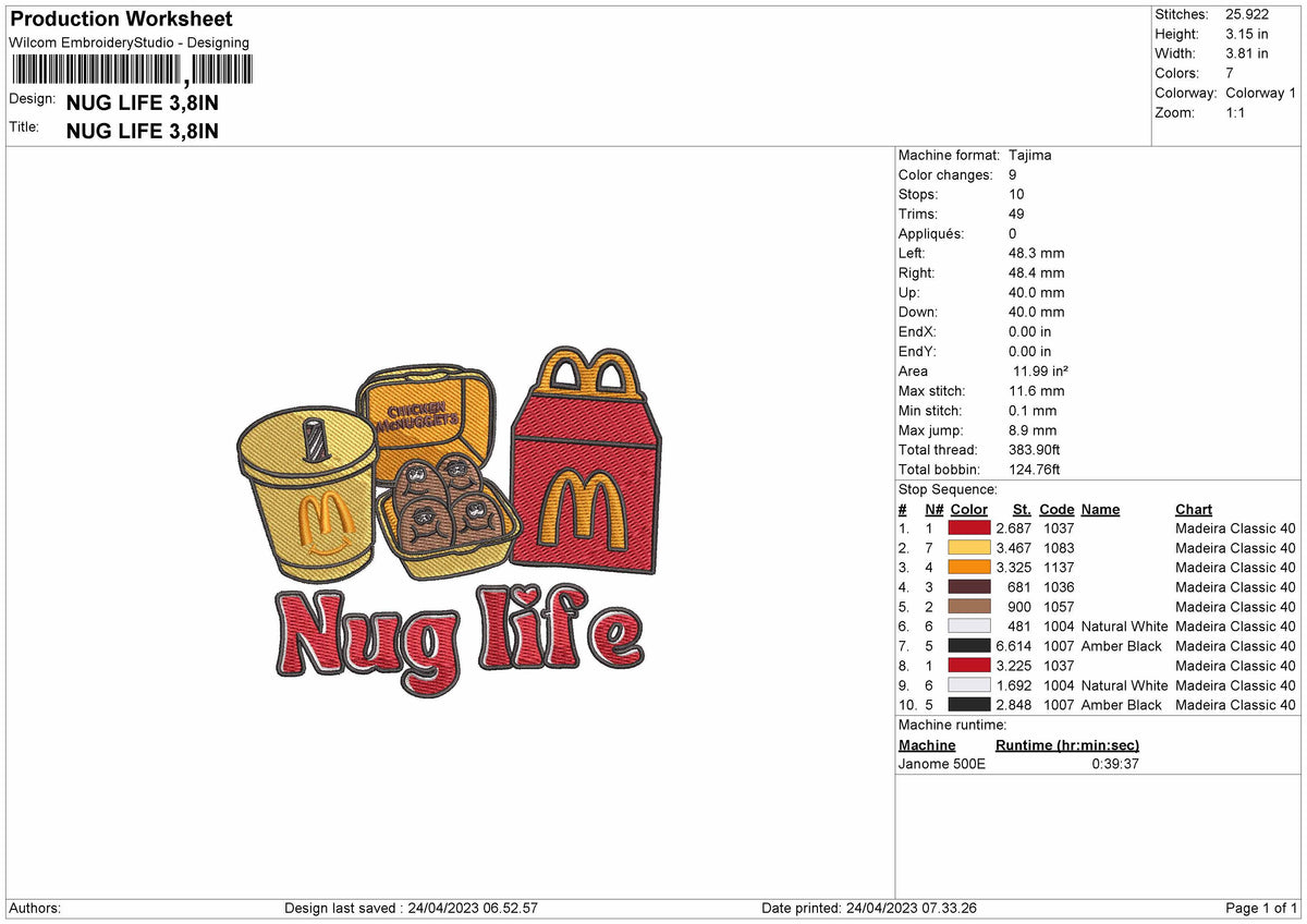 NugLife Embroidery File 6 sizes