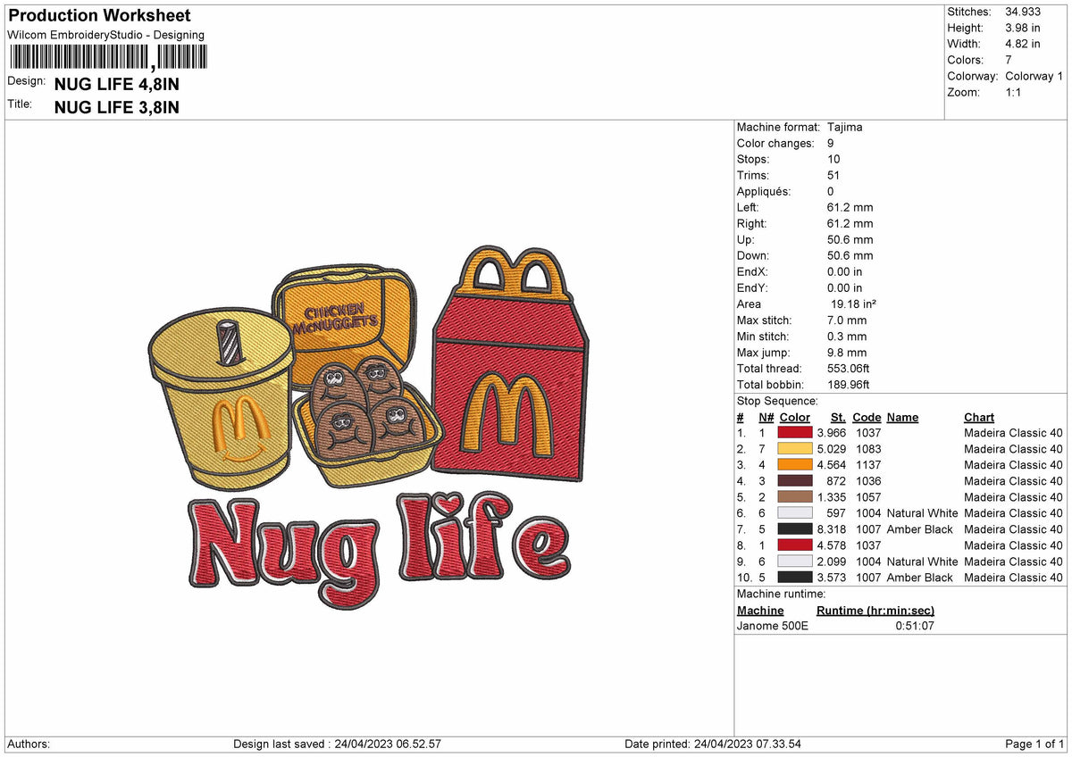 NugLife Embroidery File 6 sizes