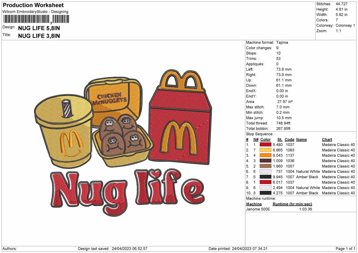 NugLife Embroidery File 6 sizes