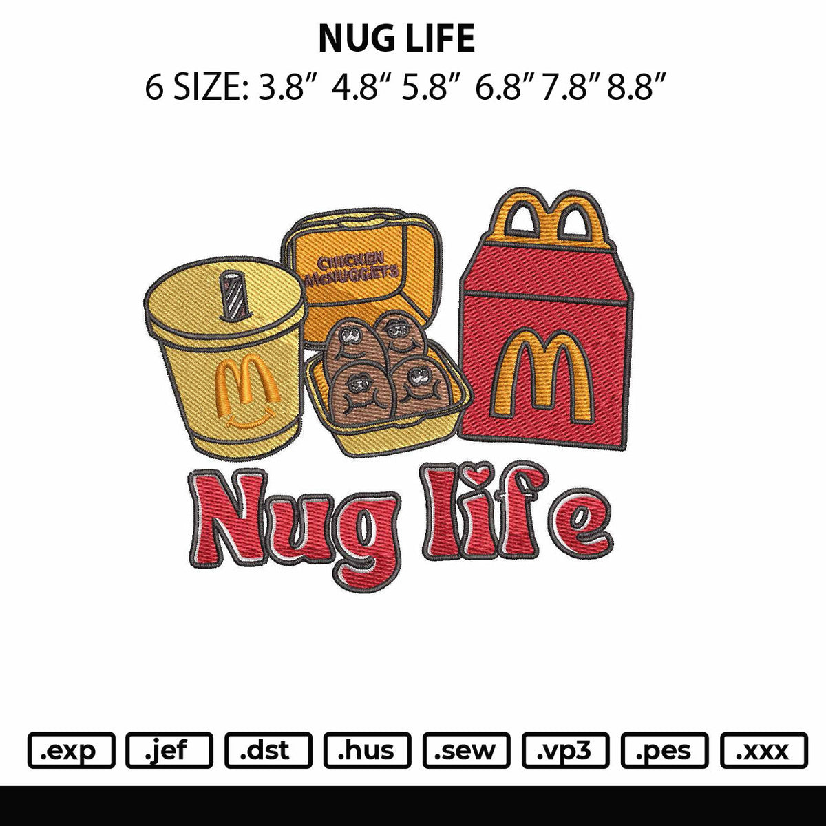 NugLife Embroidery File 6 sizes