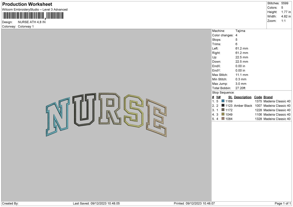 Nurse Color Embroidery File 6 sizes