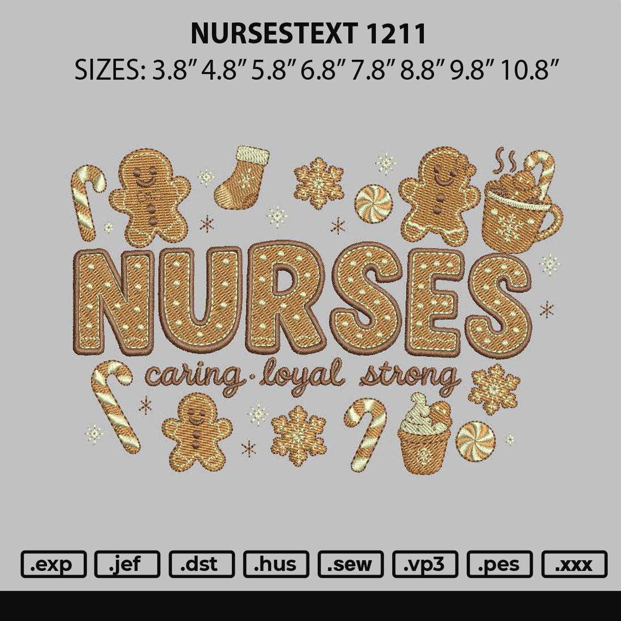 Nursestext 1211 Embroidery File 6 sizes