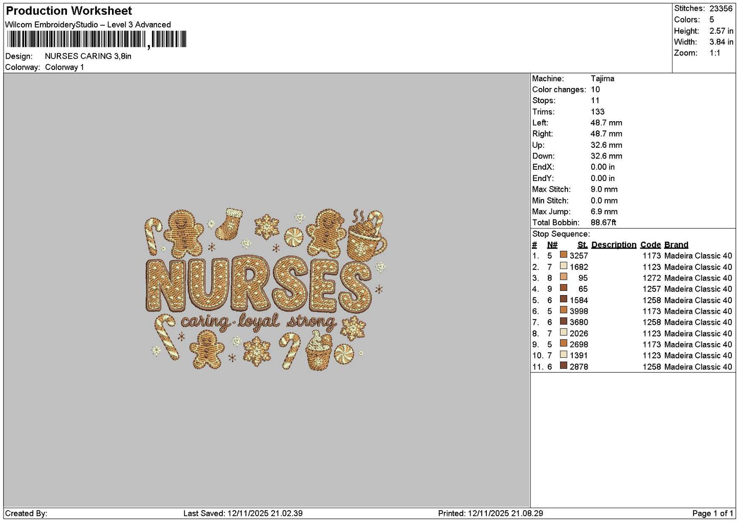 Nursestext 1211 Embroidery File 6 sizes