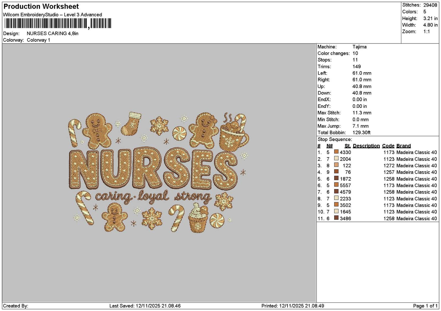 Nursestext 1211 Embroidery File 6 sizes