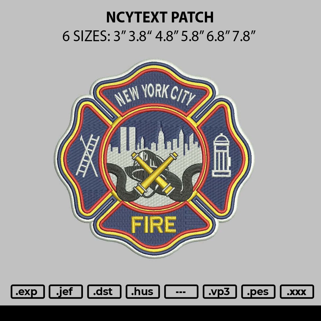 Nyctext Patch Embroidery File 6 sizes