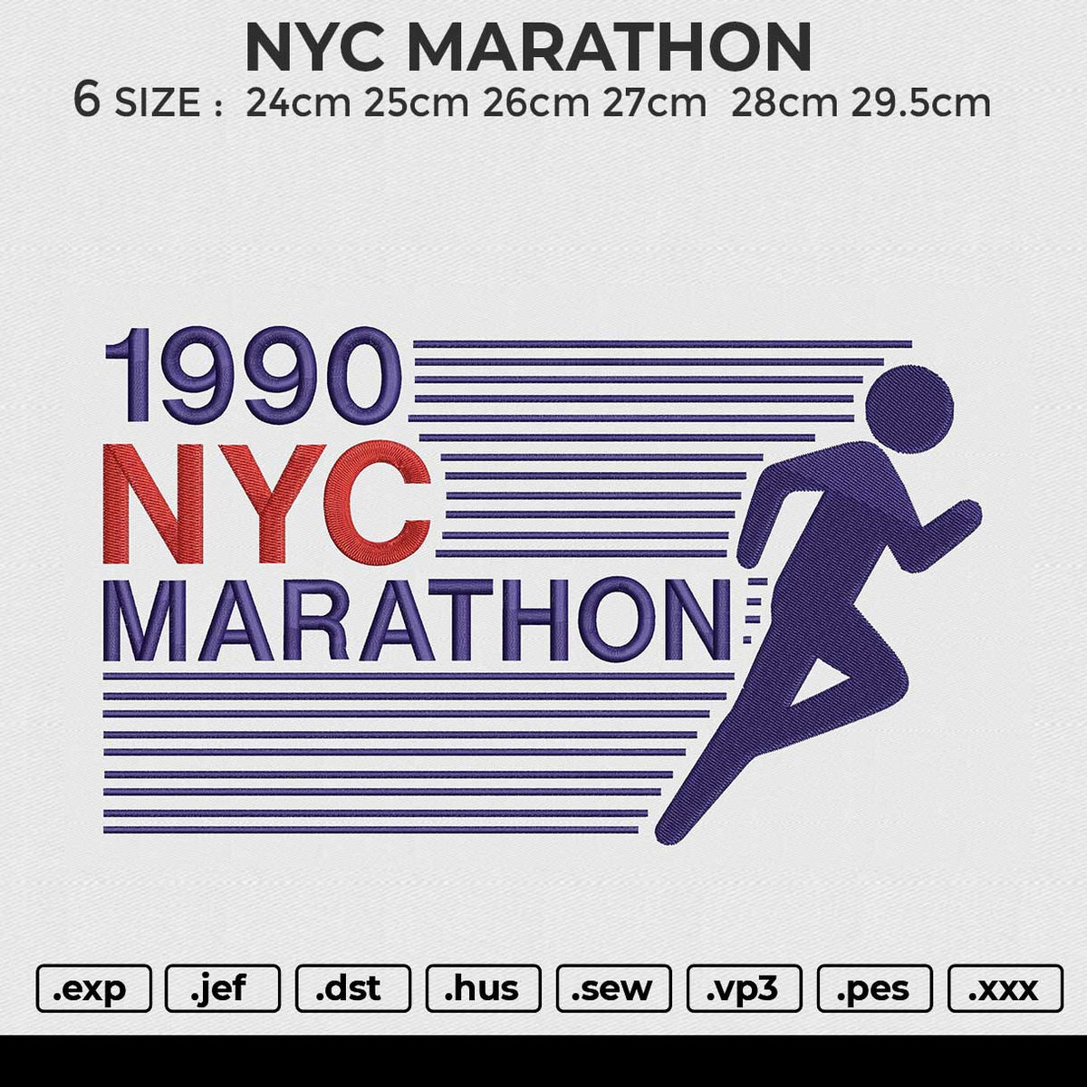 NYC MARATHON Embroidery File 6 size