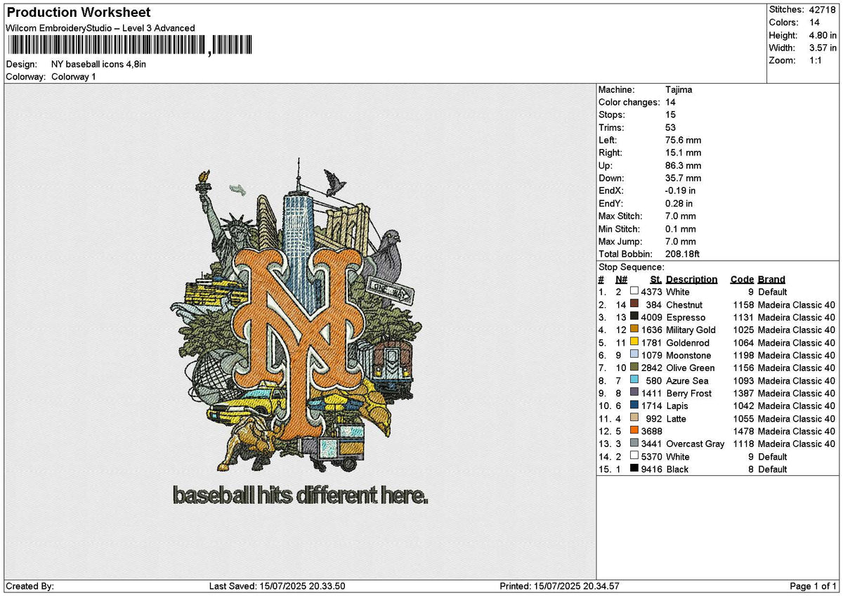 NY baseball icons Embroidery File 6 size