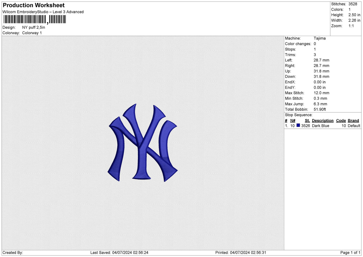 NY Puff Embroidery File 6 size